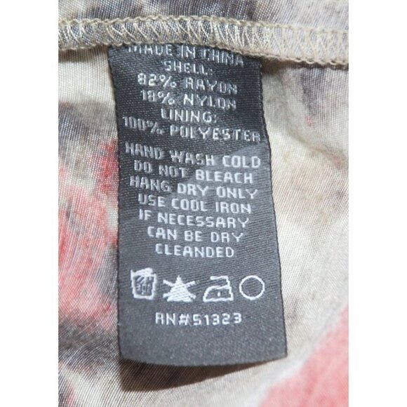 Vince Camuto Brown Orange Dress Size 6 Elastic Waist Pockets V-Neck Cap Sleeves - Picture 7 of 7